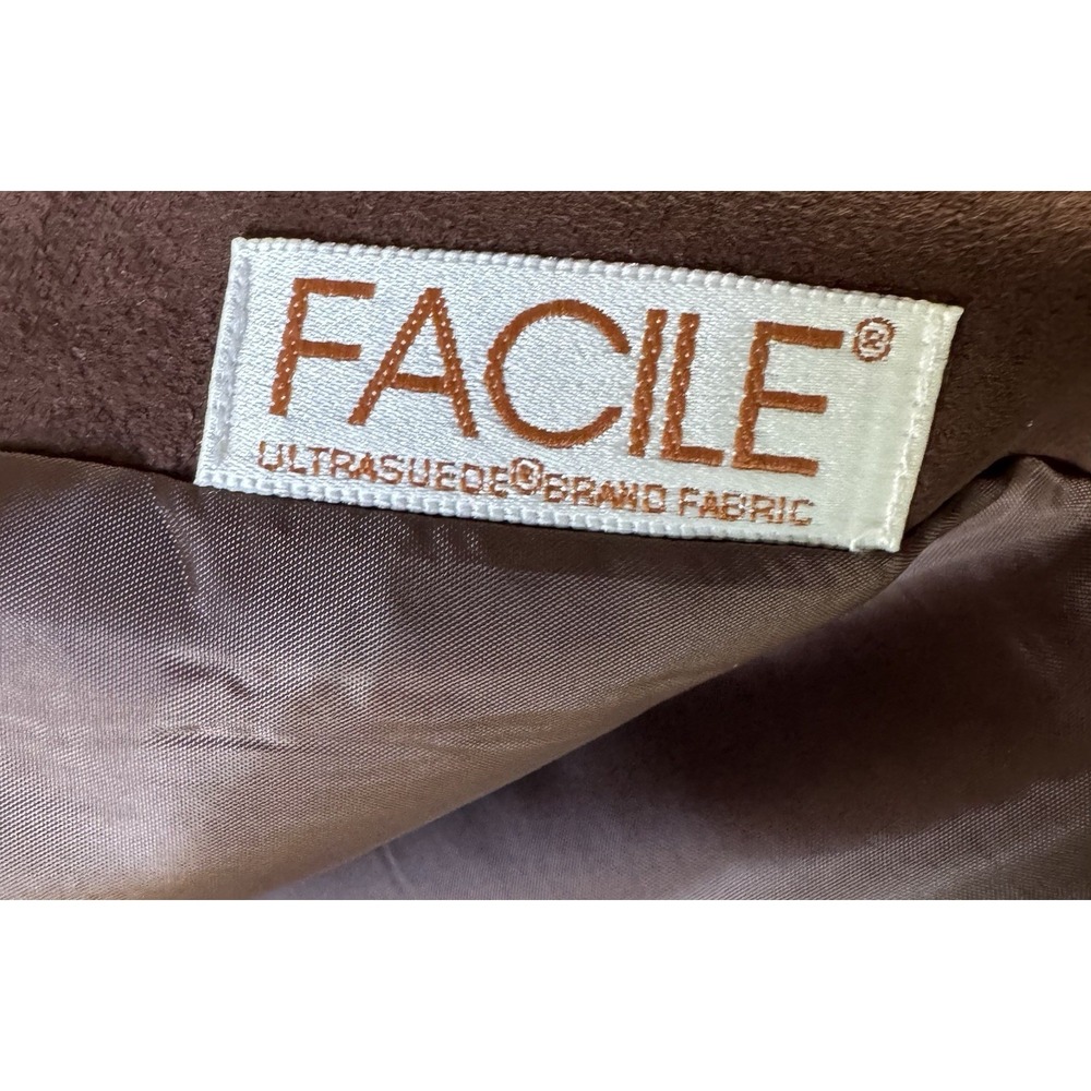 Vintage Da-Rue Faux Ultrasuede Jacket Brown Longline Open Blazer Size 12 USA - Picture 4 of 8